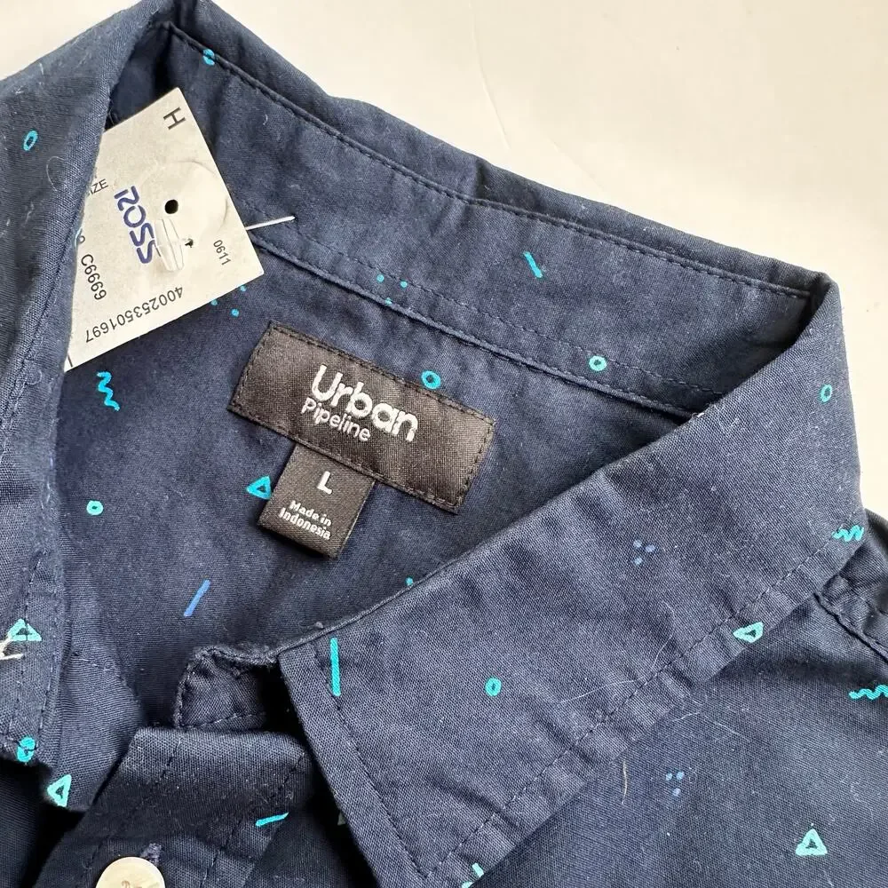 Urban Pipeline Blue Squiggle Print Short Sleeve Shirt